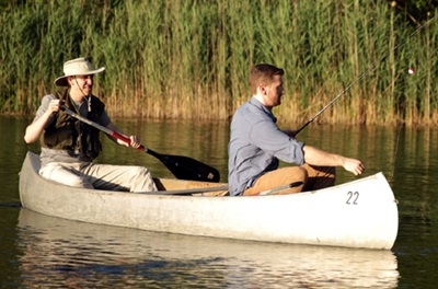 Jeff and John in a canoe